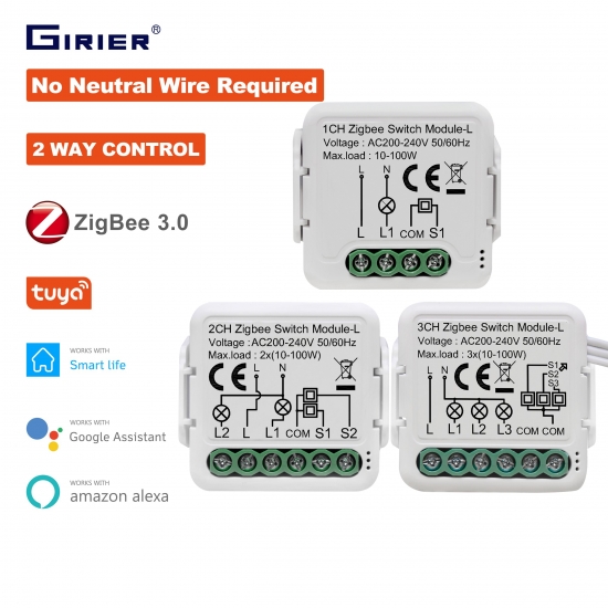 Girier Tuya Zigbee 3-0 Smart Switch Module No Neutral Wire Required Smart Home Diy Light Breaker Works With Alexa Google Home