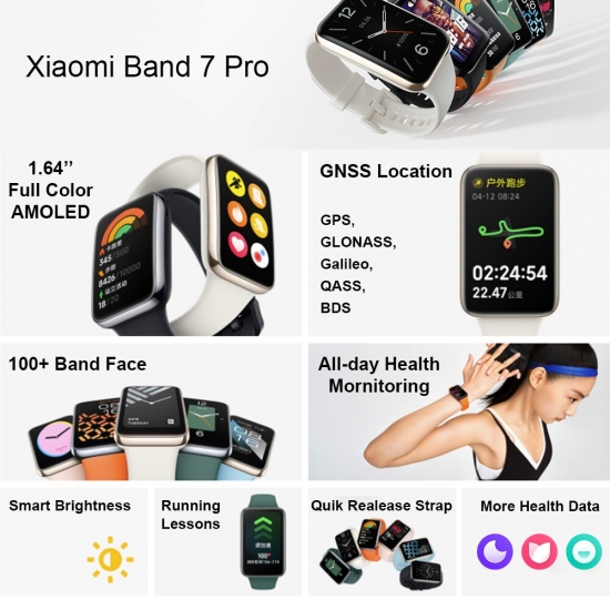 Original Xiaomi Mi Band 7 Pro With Gps Smart Bracelet Amoled Screen Blood Oxygen Fitness Traker Waterproof Mi Smart Band 7 Pro