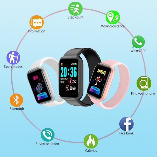 Y68 Smart Watch Color Screen Step Counting Multi Sport Mode Message Reminder Photography Music Remote Control Smart Band