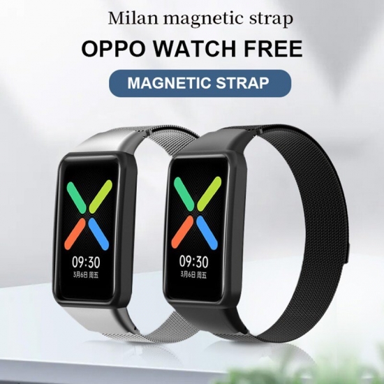 Smart Accessories - Strap For Oppo Watch Free-nfc Magnetic Strap Fitness Smart Watch Sports Watchband Metal Replacement Wristband