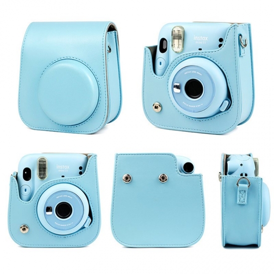 For Fujifilm Film Camera Bag With Shoulder Strap For Instax Mini 11 Camera Case Pu Leather Soft Silicone Cover Bag