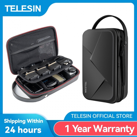 Telesin Waterproof Carrying Adjustable Space Bag Pu For Gopro Hero 11 10 9 8 7 6 Insta360 Osmo Action Sjcam Eken Accessories Bag