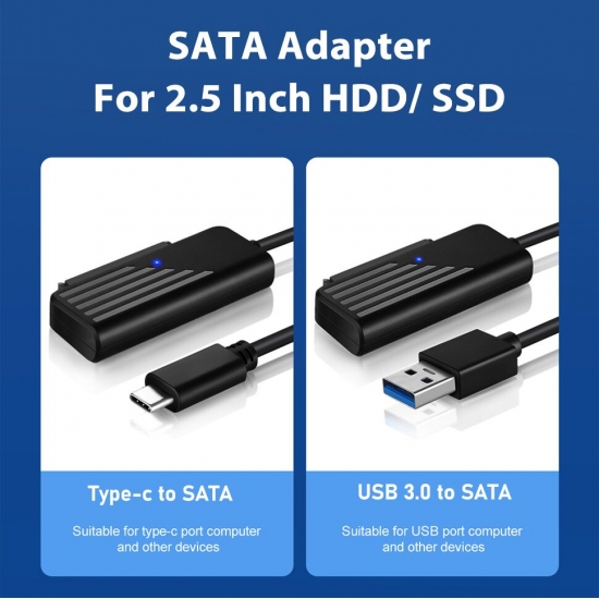 Onelesy Sata To Usb 3-0 Adapter Type C To Sata Cable 5Gbps High Speed Data Transmission For 2-5 Inch Hdd Hard Drive Sata Adapter