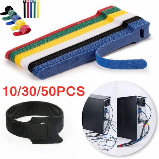 10-30-50Pcs Releasable Cable Organizer Ties Mouse Earphones Wire Management Nylon Cable Ties Reusable Loop Hoop Tape Straps Tie