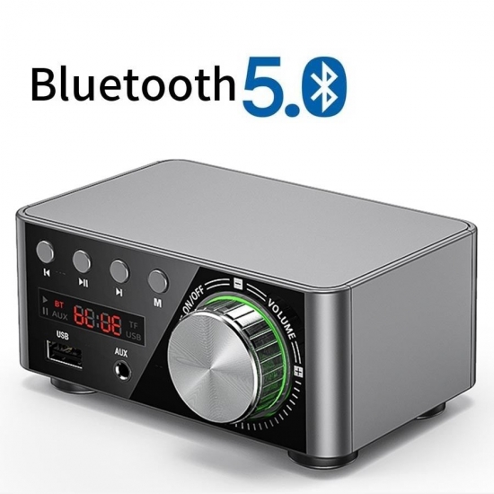 Mini Audio Hifi  Bluetooth 5-0 Power Class D Amplifier Tpa3116 Digital Amp  50W*2 Home Audio Car Marine Usb-Aux In