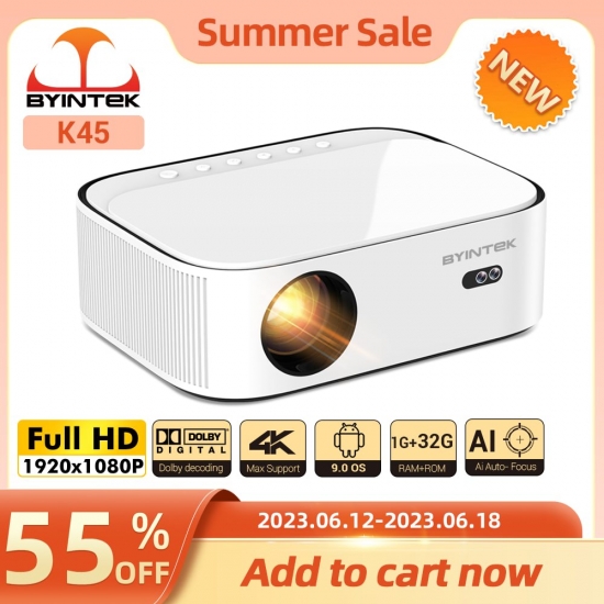 Byintek K45 Ai Auto-focus Smart Android Wifi Full Hd 1920X1080 Lcd Led Video Home Theater 1080P 4K Projector