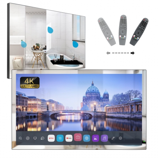 Soulaca 32 Inch Mirror Tv For Bathroom Webos Dolby Fhd Smart Tv With Magic Remote, Voice Control, Built-in Speakers, Wi-fi