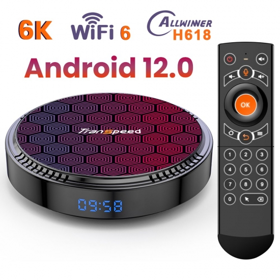 Transpeed Android 12 Tv Box Wifi6 Bt5-0 H618 Support 8K 4K Quad Core Cortex A53 G31 Fast Daul Wifi 6 Voice Assistant Set Top Box