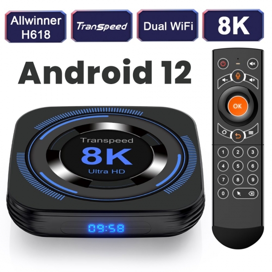 Transpeed Android 12 Tv Box Allwinner H618 Dual Wifi  Quad Core Cortex A53 Support 8K Video 4K Bt Voice Media Player Set Top Box
