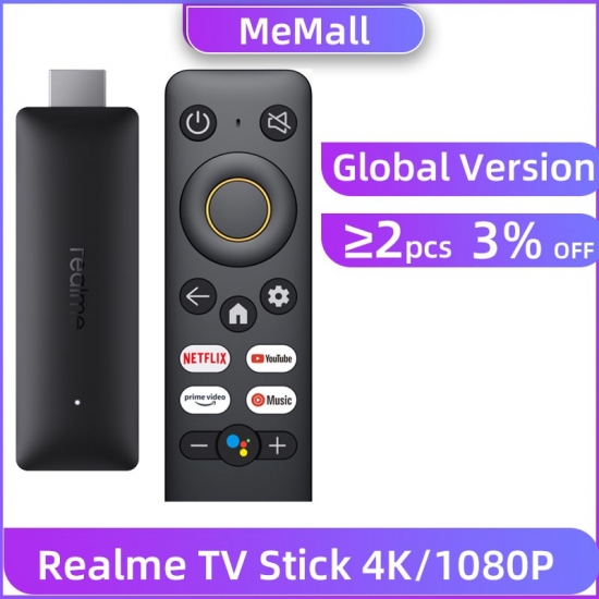 Realme 4K Smart Tv Stick 1080P Global Version 1-2Gb Ram 8Gb Rom Arm Cortex A35 Quad Core Bluetooth 5-0 Google Tv Stick Android