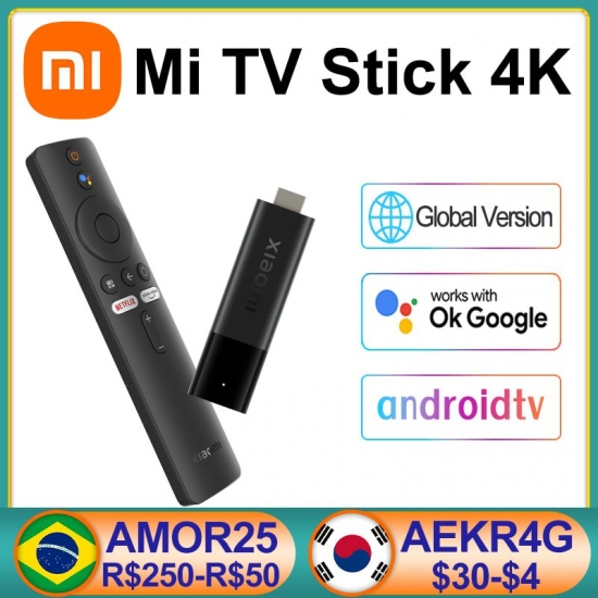 New 2022 Global Version Xiaomi Mi Tv Stick 4K Android 11 Portable Streaming Media Multi Language Bt5-0 Tv Dongle Youtube Netflix
