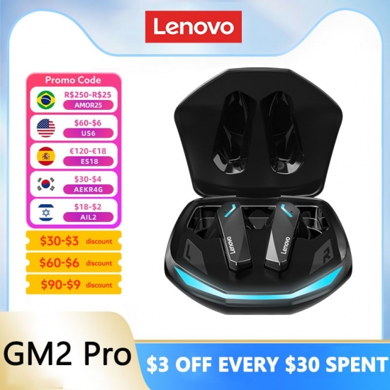 Original Lenovo Gm2 Pro 5-3 Earphone Bluetooth Wireless Earbuds Low Latency Headphones Hd Call Dual Mode Gaming Headset With Mic