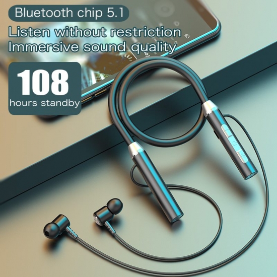 Wireless Headphone Fone Bluetooth 5-0 Neckband Earphones Silicone Hifi Stereo Sports Headset Halter Waterproof Magnetic Earbuds