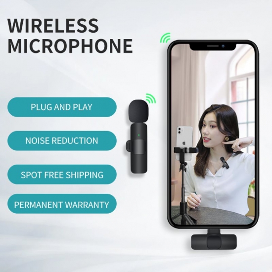 K9 Wireless Lavalier Microphone Studio Gaming For Iphone Type-c Pc Computer Professional Mic Live Broadcast Mobile Phone K8 M21