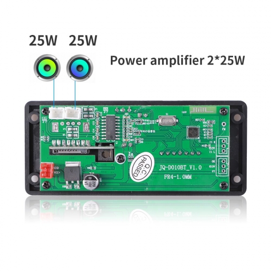 2*25W 50W Amplifier Dc 7-15V Mp3 Decoder Board Bluetooth 5-0 12V Car Mp3 Player Usb Fm Call Recording Support Folder Switching