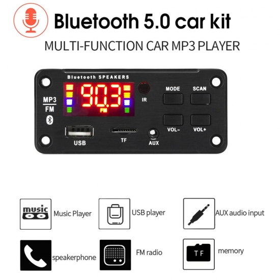 2*25W 50W Amplifier Car Audio Usb Tf Fm Radio Module Bluetooth 12V Mp3 Wma Decoder Board Mp3 Player With Remote Control