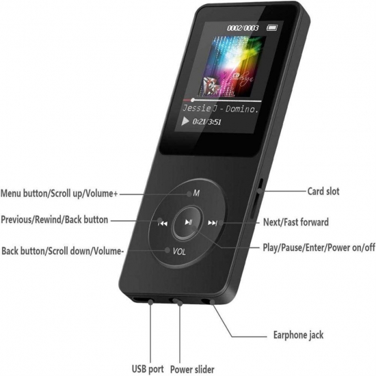 Mini Mp3 Player Bluetooth-compatible Speaker 1-8 Inch Mp4 Fm Radio Ultra-thin Student Hifi Music Players Recording E-book Sports