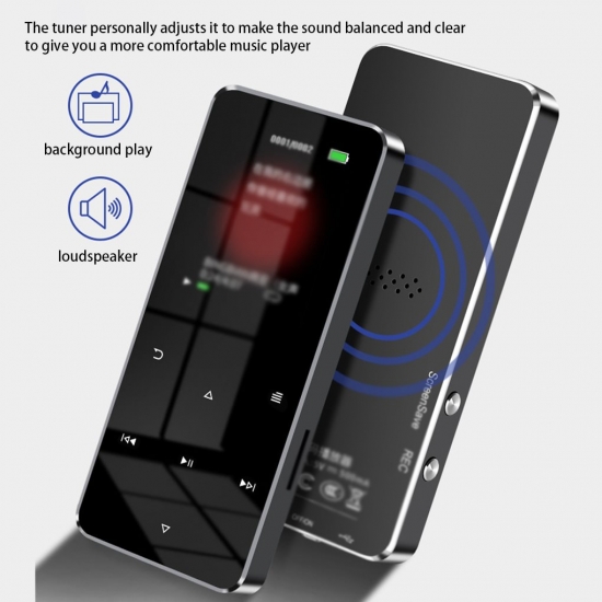 Mp3 Player With Bluetooth Built-in Speaker Touch Key Fm Radio Video Play E-book Hifi Metal Mp 4 Music Player 16G