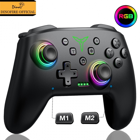 Dinofire Wireless Bluetooth Rgb Controller For Nintendo Switch-Switch Oled-Switch Lite-Pc-Mobile Gamepad Multi-function Joystick