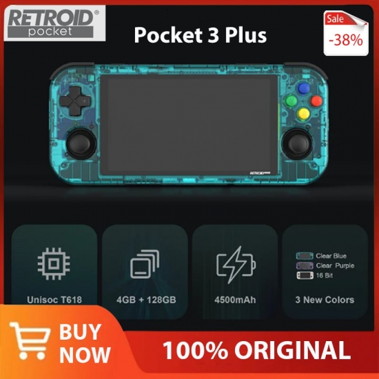 Retroid Pocket 3 Plus 4-7Inch Handheld Game Console 4G+128G Android 11 Touch Screen Portable 2-4G-5G Wifi 4500Mah 618 Ddr4 Gifts