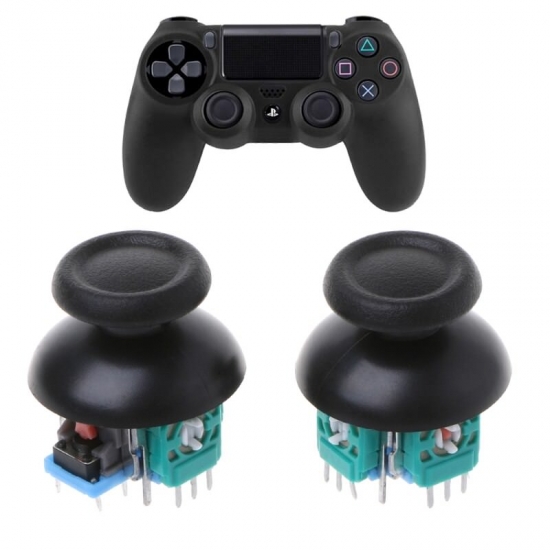 2Pcs 3D Analog Axis Joystick Module Potentiometer With Black Thumb Sticks For Playstation 4 Ps4 Controller Repair