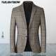 New Thin Men-s Blazer Male Suit Jacket England Plaid Slim Business Casual Blazers Men Clothing Wedding Suit Coats Tsx103