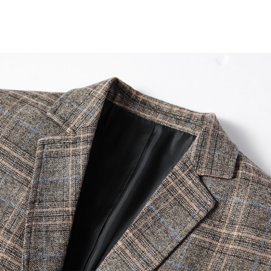 New Thin Men-s Blazer Male Suit Jacket England Plaid Slim Business Casual Blazers Men Clothing Wedding Suit Coats Tsx103