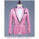 Pink Sequin One Button Dress Blazers 2022 Brand New Nightclub Prom Men Suit Jacket Wedding Stage Singer Costume (Bowtie Include)