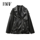 Rarf 2023 New Women-s Motorcycle Leather Pu Imitation Leather Loose Jacket Black Jacket