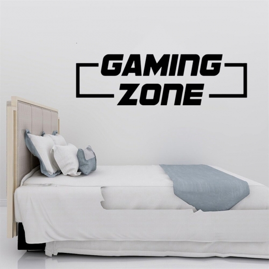 Gaming Zone Video Game Wall Sticker Playroom Bedroom Gaming Zone Gamer Xbox Ps4 Quote Wall Decal Kids Room Vinyl Decor