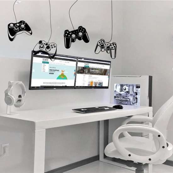 4Pcs Game Controller Wall Sticker Playroom Ps Joystick Video Gaming Zone Gamer Xbox  Wall Decal Kids Room Vinyl Home Decor
