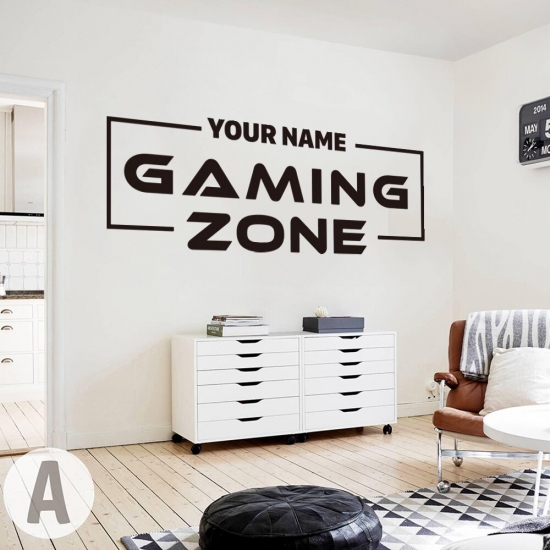 Custom Name Gaming Zone Wall Sticker Personalized Video Game Gamer Wall Decal Playroom Kids Room Vinyl Home Decor