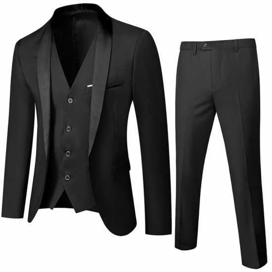 Men Wedding Suit Prom Dress Jacket+Pants+Vest Men Suit Set Slim Fit Tuxedo Male Blazer Customized British Style Groom Clothing