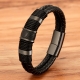 Xqni Woven Leather Rope Wrap Special Style Classic Stainless Steel Men-s Leather Bracelet Double-layer Design Diy Customization