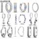 Hapour 925 Silver Women Hoop Earrings Fashion Pendientes Gift For Female Girl Sparkling Pave Cz U Heart Shape Star Moon Earring