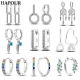 Hapour 925 Silver Women Hoop Earrings Fashion Pendientes Gift For Female Girl Sparkling Pave Cz U Heart Shape Star Moon Earring