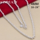 16-24Inch For Women Men Beautiful Fashion 925 Sterling Silver Charm 4Mm Rope Chain Necklace Fit Pendant High Quality Jewelry