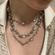 Y2K Retro Kpop Silver Color Pendant Necklaces For Women Gothic Zircon Heart Cross Tassel Necklace Punk Clavicle Choker Jewelry