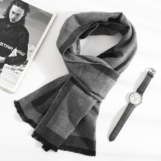 2022 Fashion 180*35Cm Scarves Man Autumn Winter Thick Warm Cashmere Business Long Wraps Boy Classic Shawl  Muffler