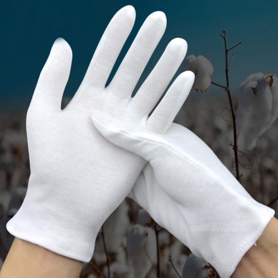 10Pairs White Cotton Work Gloves For Dry Hands Handling Film Spa Gloves Ceremonial High Stretch Gloves Household Cleaning Tools