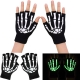 Black Fluorescence Half Finger Gloves Ghost Claw Knitted Gloves Finger Glue Skull