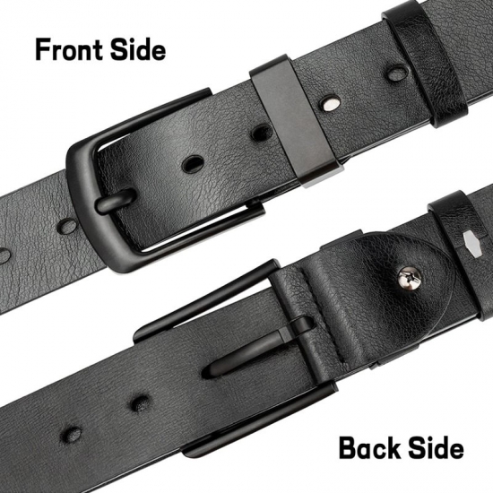 Maikun Men-s Vintage Casual Belt Black Pin Buckle Student Versatile Leather Wide Belt