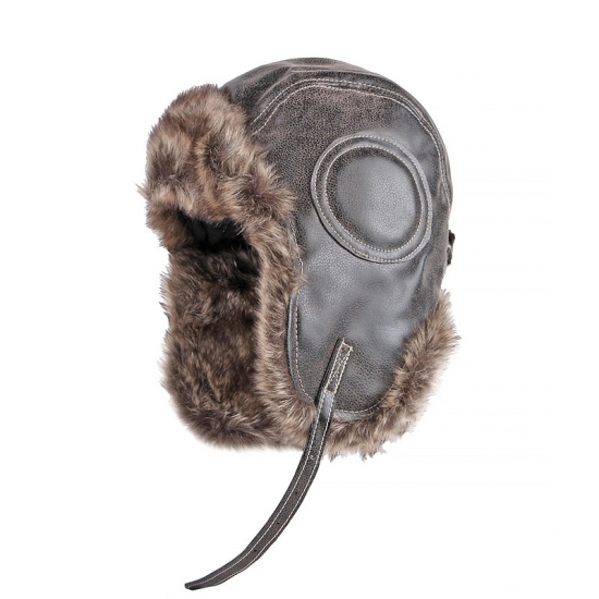 Winter Ushanka Hat Men Women-s Pilot Aviator Bomber Trapper Hat Faux Fur Soft Leather Snow Cap With Ear Flaps Russian Hat