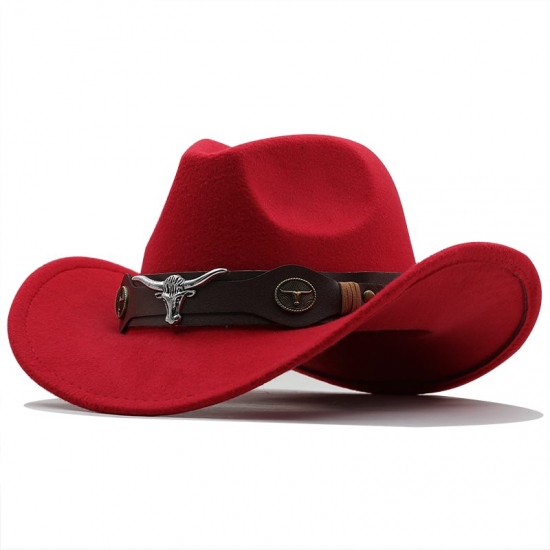 New Wome Men Black Wool Chapeu Western Cowboy Hat Gentleman Jazz Sombrero Hombre Cap Dad Cowgirl Hats Size 56-58Cm