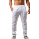 Men-s Cotton Linen Pants Summer Solid Color Breathable Linen Trousers Male Casual Elastic Waist Fitness Pants Hip-hop Streetwear