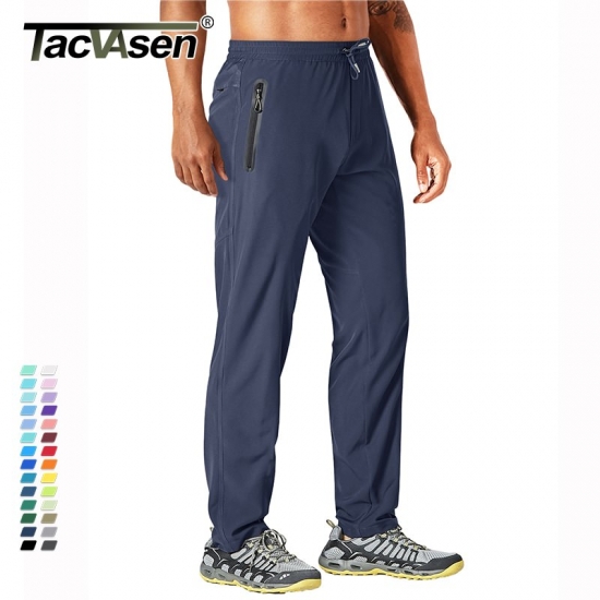 Tacvasen Outdoor Pants Men Quick Dry Straight Running Hiking Pants Elastic Lightweight Yoga Fitness Exercise Sweatpants Joggers