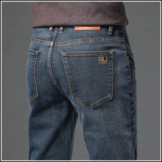 2023 Spring Autumn Clothing Youth Men-s Slim Straight Jeans Simple Fashion Men-s Fit Cotton Stretch Nostalgic Denim Jeans
