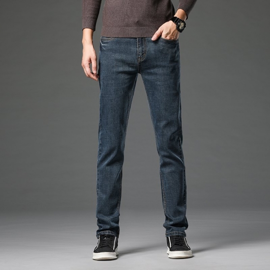 2023 Spring Autumn Clothing Youth Men-s Slim Straight Jeans Simple Fashion Men-s Fit Cotton Stretch Nostalgic Denim Jeans