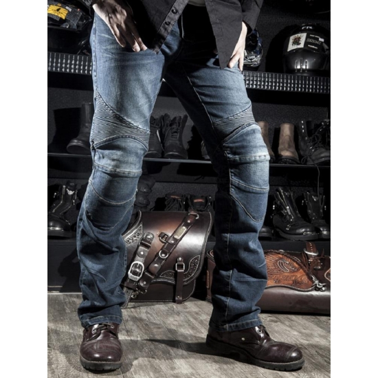 Mens Black Biker Jeans Motocycle Denim Pants Male Stretch Original Trousers Off-road Pants Protection Clothing 4Xl Plus Size