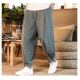 Japanese Loose Men-s Cotton Linen Pants Male Summer New Breathable Solid Color Linen Trousers Fitness Streetwear Plus Size M-5Xl